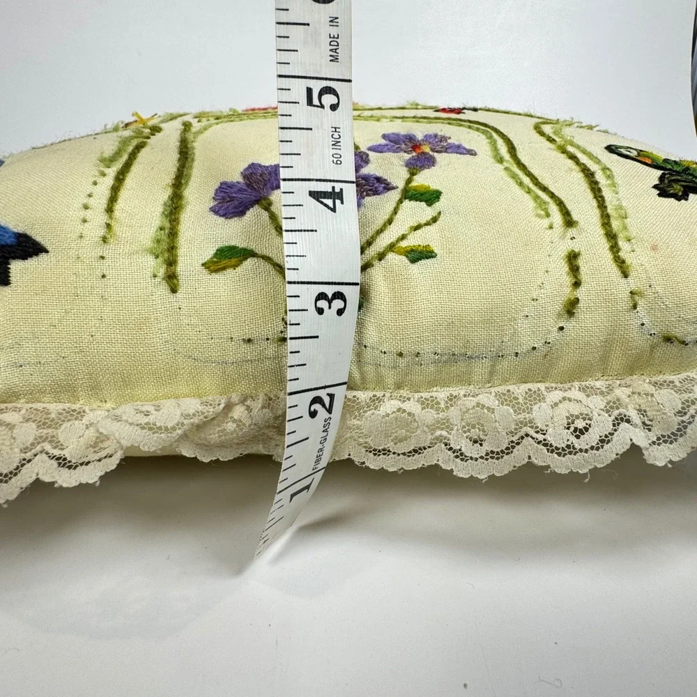 Vintage Granny-made Embroidered Throw Pillow 16